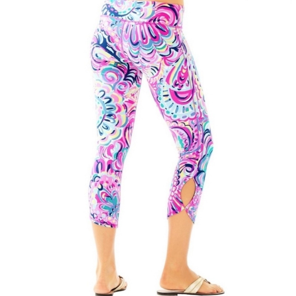 Lilly Pulitzer Luxletic Cropped Legging - Psychedelic Sunshine, Sz small - Picture 2 of 8